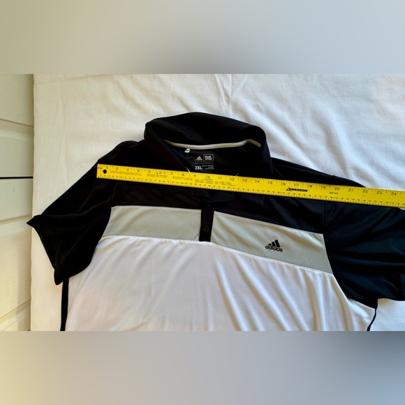 Adidas Black/White/Gray Color Block S/S Polo Men's 2XL - Picture 4 of 7